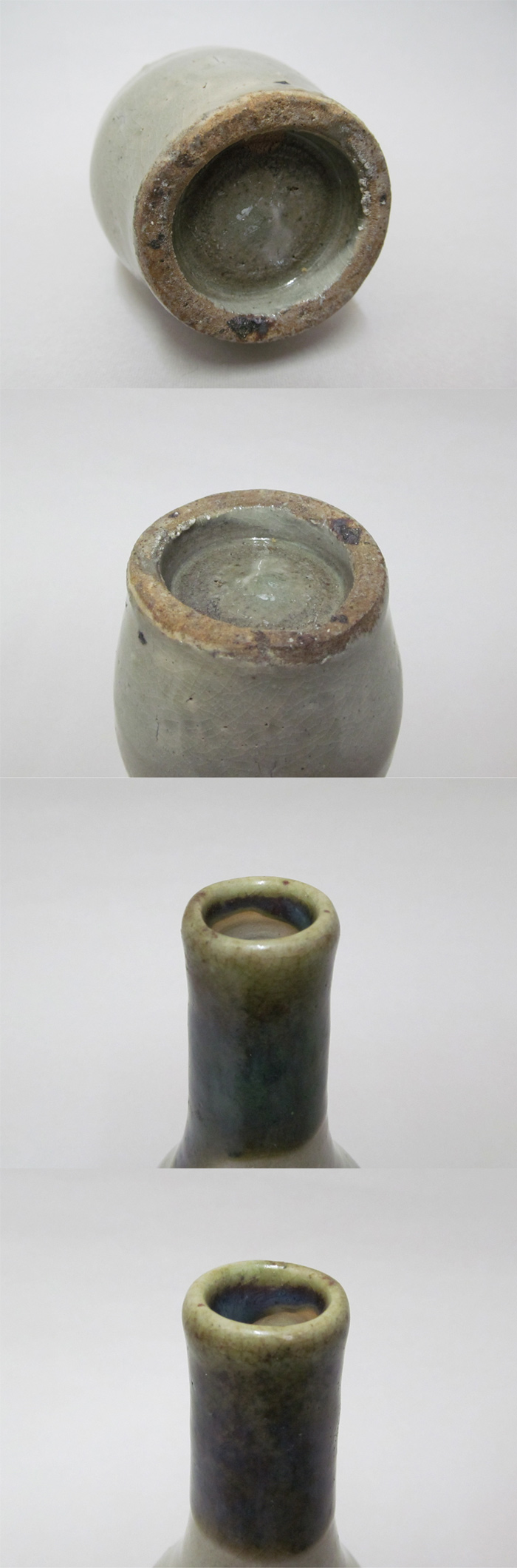 古美術 観宝堂 - 壺屋焼白化粧緑釉対瓶（２） | 古美術品専門サイト 